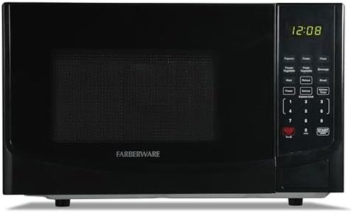 Farberware 0.9 Cu. Ft. Black Microwave Oven, 900W with LED Display, 10 Power Levels, 8 Auto-Cook Presets, Express Cooking & Defrost