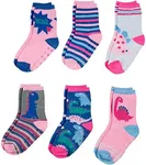 PEAK 2 PEAK Unisex Infant, Baby and Toddler 6-Pack assorted Ankle Socks - Designs and Colors (Dinosaur, 4-6T)