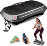 LifePro Vibration Plate Exercise Machine Grey- Whole Body Workout Vibration Fitness Platform w/ Loop Bands - Home Training Equipment - Remote, Balance Straps, Videos & Manual