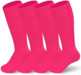 Sarfel 4 Pairs Toddler Soccer Socks Kids Soccer Socks Youth Soccer Socks Boys Baseball Socks Kids Girls Softball Socks Cotton, Hot Pink, Hot Pink, Hot Pink, Hot Pink, 3-6 Years