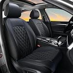 LSRRDL 5 Seat Car Seat Cover Waterproof Full Set Premium Nappa Leather Cushion Cover Universal Fit Most Car SUV Pickup Truck (5 Seater Black)