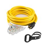 Yodotek 25 Feet Heavy Duty Generator Extension Cord,Generator Locking Cord,NEMA L14-30P/Four 5-20R, 4 Prong 10 Gauge Flexible Generator Cable,Generator Power Cord, 125/250V 30Amp 7500 Watts UL Listed