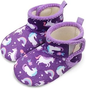 BARERUN Toddler Slippers Infant Winter Shoes Anti-Slip Baby Walking Crib Shoes for Infant Prewalker Slippers for Girls Purple Toddler Size 9-9.5