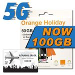 Orange Holiday Europe Prepaid SIM Card 28 Days NOW 100GB Internet Data (The ones which be activated before 9 Oct. 2024) of 5G/4G LTE (Data tethering Allowed) + 120min International Calls + 1000 Texts