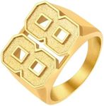 Gold Plated Statement Ring Chunky Rings for Women Sports Number Jewelry Gifts for Dad Size 7 8 9 10 11 12