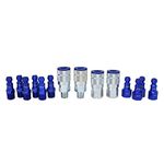 Milton Industries ColorFit Coupler & Plug Kit - (T-Style, Blue) - 1/4" NPT, (14-Piece)