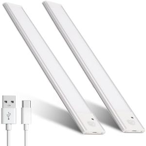 2 Pack Under Cabinet Lights,30 LED Motion Sensor Light Indoor with 3 Color Temps,Dimmble Under Cabinet Lighting Wireless,Rechargeable Closet Lights for Kitchen,Stairs,Pantry
