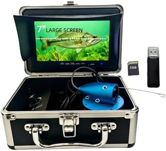 7" Large Screen Underwater Fishing Camera, 1080P HD Fish Finder Camera with Real-Time View, 100FT,12 IR + 12 White LEDs for Night Fishing, 98ft Cable, 10000mAh Battery for Ice, Dock & Boat Fishing