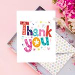 Party Propz Thank You Cards with Envelope/Thank You Cards for Return Gifts for Birthday/Thank You Greeting Card/Happy Birthday Thank You Note Cards (1Pc)(Cardstock) (Multicolor)