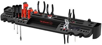 Tool Storage Shelf Wall Mount Utility Shelf Organizer Rack Has 61 Slots, 4 Hooks, 2 Compartments Garage Shelving and Tool Organizers by Stalwart