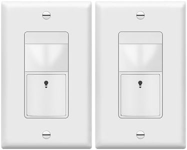 TOPGREENER PIR Motion Sensor Light Switch, Occupancy & Vacancy Motion Sensor Switch, 𝐎𝐩𝐞𝐫𝐚𝐛𝐥𝐞 𝐖𝐢𝐭𝐡𝐨𝐮𝐭 𝐆𝐫𝐨𝐮𝐧𝐝 𝐖𝐢𝐫𝐞, No Neutral Wire, Single Pole, TDOS5-HL-W-2PCS, White