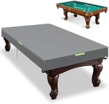 GEMITTO Pool Table Cover, Billiard Table Covers with Handles Buckles Drawstring — Indoor Outdoor Pool Table Cover Waterproof for 7/8/9 FT Pool Table Snooker Billiard Table (100 x 60 x 8 in - Grey)