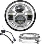 Z-OFFROAD Upgrade 7 Inch Motorcycle LED Headlight w/DRL White Halo DOT Kit Compatible with Harley Davidson Street Glide Road King Special Electra Glide Ultra Classic Fat Boy Heritage Softail - Chrome