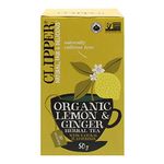 Clipper Tea Organic Lemon and Ginger Infusion Herbal Tea, Pure Natural Ingredients, Fairtrade Tea, Non-GMO, Biodegradable and Compostable Tea Bags, 50g - 20 Tea Bags