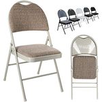 Nyxi Folding Chairs Premium Quality with Padded Fabric or PVC Seats, Metal Frame, Foldable Chair Home Office Dinning, Heavy Duty, Multi-Purpose Indoor & Outdoor (Cream Fabric, 1 X Chair)