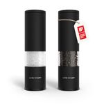 LARS NYSØM Salt and Pepper Grinder Set 2 Pieces I Salt Pepper Mill with Adjustable Ceramic Grinder I Design Spice Grinder Set Manual (Carbon Black)