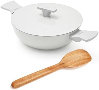 Ember Cookware Arcilla Ceramic Non Stick Kadai 24cm | Metallic lid | Matching Handles | 1x Spatula | Induction Safe | Non Toxic Deep Frying Pan | PFAS & PTFE Free | Florence Series | Grey