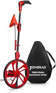 Distance Measuring Wheel in Feet, JIZHGRAD Measure Wheel with 10 Marking Flags and Added Flags Holder, 12.5”Diameter Wheel, Collapsible with One key to Zero, Measurement Wheel with Canvas Carrying Bag