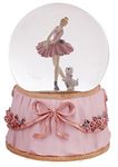 Singeek Ballerina 18-Note Wind Up Music Snow Globe Ballet Dancing Girl and Puppy Rotating Musical Water Globe with Colorful Snowflakes (Swan Lake)