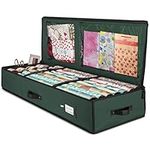 Premium Wrapping Paper Storage Bag with Interior Pockets - Fits 24 Rolls, Christmas Decoration Storage Box, 600D Tear-Proof Xmas Gift Wrap Organiser for Bows, Tags & Ribbons- 5 Year Warranty