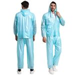 HACER Aura Safari Raincoat with Pants for Men and Women Waterproof Full Length Hood & Pockets Unisex Rainwear Carry Bag Included- (Random Color, Size- XXL, 1 Pc)