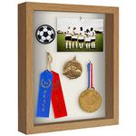 Americanflat 11x14 Shadow Box Frame in Oak with Soft Linen Back - Composite Wood with Polished Glass for Wall and Tabletop