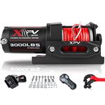 XPV AUTO 3000 lb 12V DC Electric Winch, Waterproof Winch for ATV UTV Boat with Wireless Remote Corded Control Recovery Winch Synthetic Rope