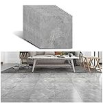 VEELIKE Grey Concrete Floor Tiles Self-Adhesive Vinyl Flooring Waterproof Kitchen Tile Stickers Stick on Tiles Floor Stickers for Bathroom Peel and Stick Vinyl Tiles Livingroom 12 Pieces 30cm x 30cm