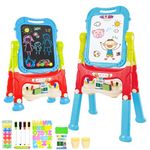 Caoyyss Kids Easel, Adjustable Standing Kids Easels for Toddlers, Double Magnetic Drawing Board with Painting Accessories, Present for Little Boys and Girls Age 3 4 5, Blue