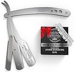 Shaving Revolution Straight Razor + 100 Blades - Professional Straight Blade Razor For Men With 100 Single Edge Blades- Mens Straight Edge Razor Kit - Single Blade Razor