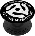 Vinyl Record Music Vintage 45 Record Adapter Retro DJ Black PopSockets Swappable PopGrip