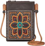 Montana West Small Crossbody Bags for Women Western Cell Phone Purse, Ab-embroidered Floral Brown, Small