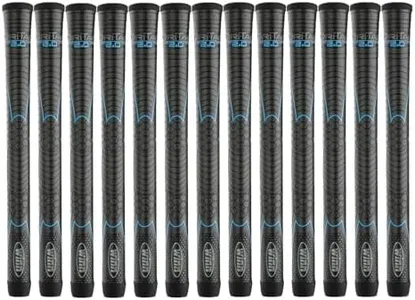 Winn Grips 62DT-JBK Dri-Tac 2.0 series Advance Polymer Technology, 13 Piece Golf Grip Bundle-Midsize (+1/16""), Jet Black-Blue