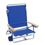 Rio Brands 5 Position Classic Lay Flat Beach Chair with Backpack Straps, Polyester, Blue, 8.5"