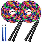 Kingcolor Double Dutch Jump Rope 16 FT 2 Pack Long Jump Rope, Plastic Segmented Beaded Diy Jump Rope, Suitable for Children and Adults, Long Enough for 5-6 Jumpers (Black)