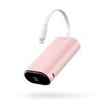 iWALK Power Bank Fast Charging 9600mAh,Ultra Compact Portable Charger with Built in 18W PD Cable & LED Display,PD Battery Pack Portable Charger Compatible with iPhone 14/13/12