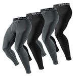 TELALEO 4 Pack Men's Compression Pants Leggings Sports Tights Athletic Baselayer Workout Running