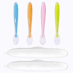 4 Pezzi Cucchiaino Svezzamento, Cucchiaio Svezzamento, Svezzamento Neonati, Cucchiaino Silicone Neonato, Cucchiaini Svezzamento, Posate Neonato Svezzamento, Con 2 Scatola Portaoggetti