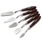 CONDA Palette Knife Set 5 PCS Painting Stainless Steel Metal Spatula Pallet Knife Oil Paint Knives Wood Handle, for Oil Acrylic Canvas Painting Color Mixing Thick Paint