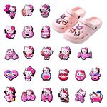 23Pcs Cute Cat Shoes Charms for Crocs,Cartoon Croc Shoes Decoration Charms,PVC clog shoe charm,Clog Sandals Bracelet, Shoe Pins for boys and Girls Gifts Party Favor (23Pcs-Kitty)