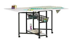 Studio Designs 13377 Mobile Storage, Fixed Height Fabric Cutting Table, Charcoal/White