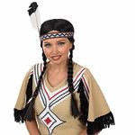 Fun Shack Native American Headdress Black Pigtail Wig, Indian Headdress and Wig, Black Wig Pigtails Native American One Size