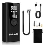 Petrinda Electric Tyre Inflator Air Compressor, 8000mAh USB Rechargeable Battery Car Tyre Pump, 150PSI Portable Digital Tyre Inflator with LED Light for Car Motorcycle Bike Ball