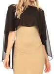 Sakkas 1921 - Anya Women's Soft Chiffon Wedding Bridesmaid Bridal Cape Wrap Bolero Shrug - Black - OS