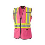 Pioneer Safety Vest for Women with Pockets - Hi-Vis Reflective Tape - for Construction - Pink