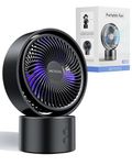 ARCTICOOL 5.5 Inch Small Table Fan, 90° Auto Oscillation with 5 Wind Modes, Cordless Desk Fan, Rechargeable USB Fan Battery Powered Quiet, Portable Personal Table Fan for Home, Office (Black Purple)