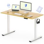 FLEXISPOT EN1 One Piece Standing Desk, 48 x 24 Inches Height Adjustable Desk Electric Stand up Desk Home Office Table for Computer Laptop (White Frame + Maple Desktop)