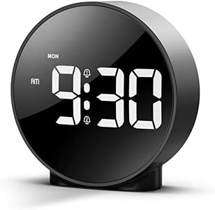 AMIR Digital Alarm Clock, LED Electronic Clock, Small Desk Clock with 2 Alarms, Snooze, Dimmable Alarm Days Set 12/24H Display, Bedside Clock for Home (Battery/Adapter not Included) - Black