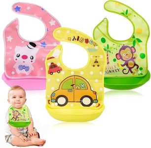 BabyGo Silicone Baby Bibs | Adjustable Neckline Feeding Apron Bibs, Detachable, Waterproof, Washable, BPA-Free & Reusable Soft Silicone Bibs for Infants & Toddlers | Set of 3