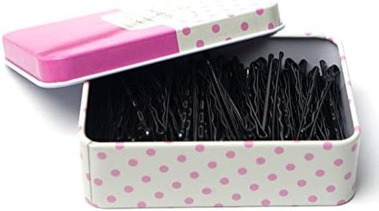 Hair Bobby Pins Black with Cute Case, 200 CT Bobby Pins for Buns, Premium Hair Pins for Kids, Girls and Women, Great for All Hair Types, 2.16 Inch (Black)